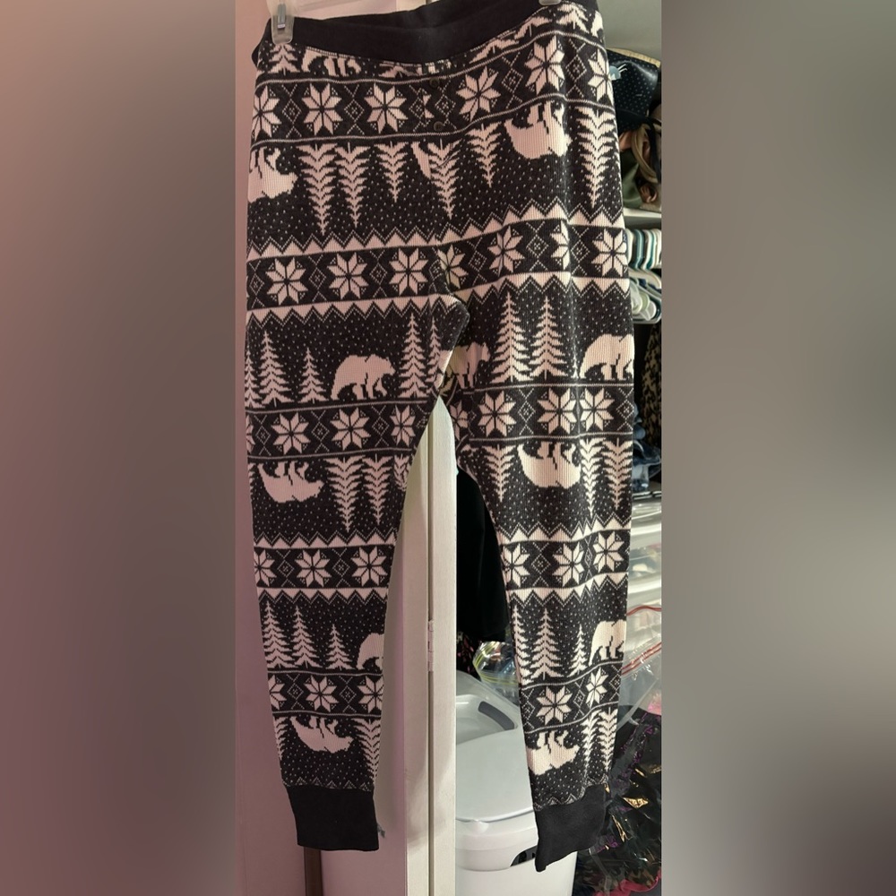 Xl old navy winter print gray waffle knit pj pants